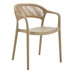 DONNA Πολυθρόνα Στοιβαζόμενη, PP-UV Tortora, Rope Wicker Φυσικό
