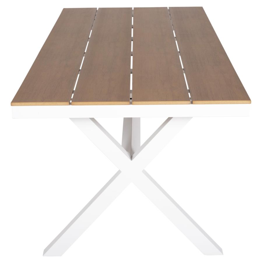 ΤΡΑΠΕΖΙ ΑΛΟΥΜΙΝΙΟΥ ΟΡΘΟΓΩΝΙΟ TAWNEE HM6039.02 ΛΕΥΚΟ-POLYWOOD ΦΥΣΙΚΟ 219,5x89,5x73Υ
