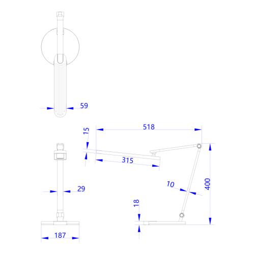 ΦΩΤΙΣΤΙΚΟ ΓΡΑΦΕΙΟΥ LED BLAIN PRO HM4454.07 ΓΚΡΙ ΒΑΣΗ ABS & ΑΛΟΥΜΙΝΙΟ 51,8x40Υεκ.