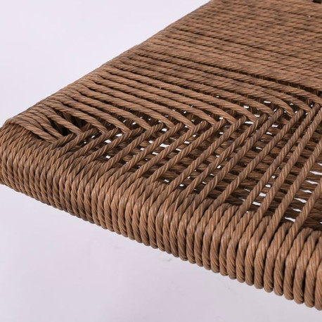 MADY Πολυθρόνα Βεράντας-Κήπου ALU Άσπρο, Rope Wicker Φυσικό, Στοιβαζόμενη