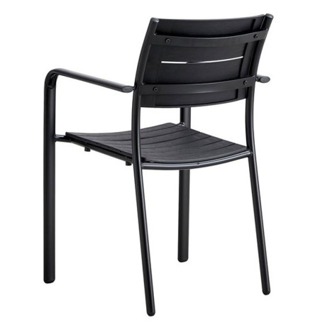 SAGA Πολυθρόνα Στοιβαζόμενη, Μέταλλο Βαφή Μαύρο, PP-UV Ανθρακί