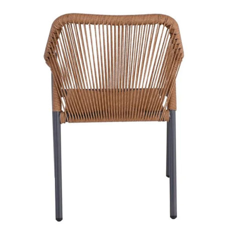 DINA Πολυθρόνα Βεράντας-Κήπου ALU Ανθρακί, Rope Wicker Φυσικό, Στοιβαζόμενη