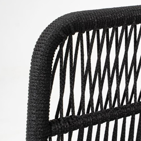 MARK Set Σαλόνι Κήπου 4 τεμαχίων Acacia Φυσικό, Rope Wicker Μαύρο, Μαξιλάρια Μπεζ