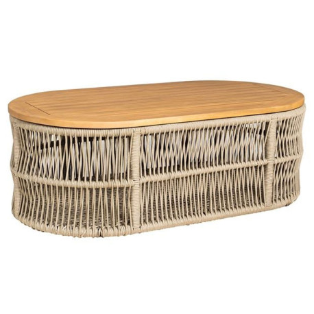 MARK Set Σαλόνι Κήπου 4τεμ, Acacia Φυσικό, Μαξιλάρια Μπεζ Rope Wicker Μπεζ