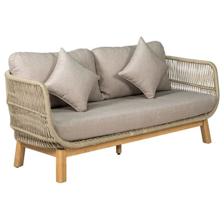 MARK Set Σαλόνι Κήπου 4τεμ, Acacia Φυσικό, Μαξιλάρια Μπεζ Rope Wicker Μπεζ