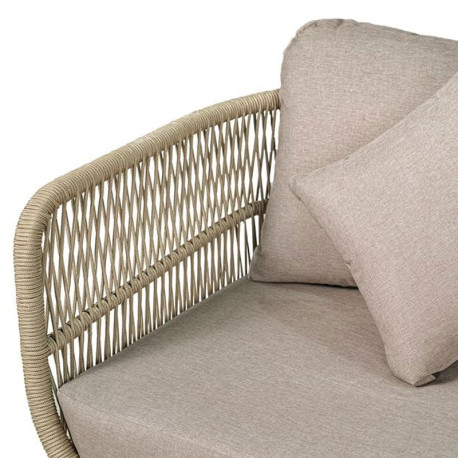 MARK Set Σαλόνι Κήπου 4τεμ, Acacia Φυσικό, Μαξιλάρια Μπεζ Rope Wicker Μπεζ
