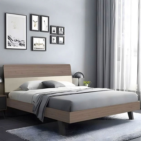 VANITY Κρεβάτι Διπλό, για Στρώμα 160x200cm, Απόχρωση Sonoma Oak-Cream