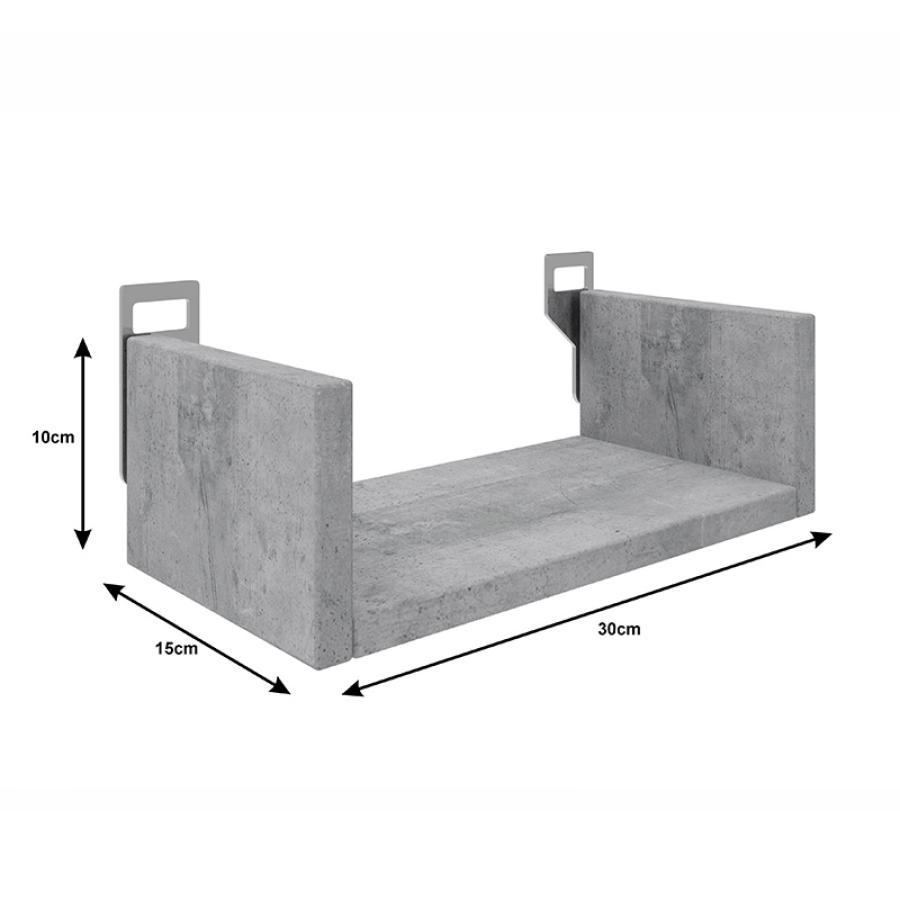 Ραφιέρα τοίχου Derva pakoworld σε cement γκρι απόχρωση 30x15x10cm