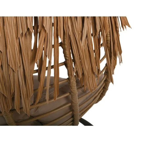 SALSA TROPIC Κρεμαστή Πολυθρόνα, Wicker Φυσικό, Μέταλλο Brown, Μαξιλάρι Μπεζ