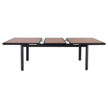 NAPOLI Set Dining ALU Κήπου: 6 Πολυθρόνες + Τραπέζι Επεκτ/νο Μαύρο-Καρυδί-Textilene Ανθρακί