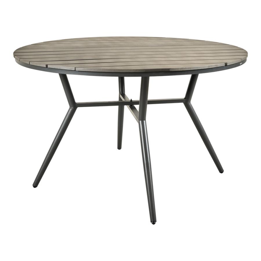 Τραπεζαρία Appa-Moly σετ 5τεμ pakoworld αλουμίνιο και plywood σε ανθρακί απόχρωση Φ120x74εκ