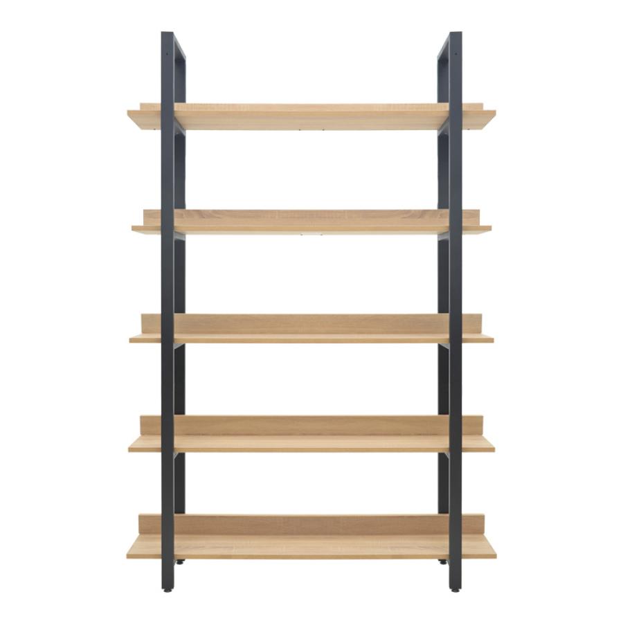 Βιβλιοθήκη Almond pakoworld σε oak-μαύρη απόχρωση 120x29x185εκ