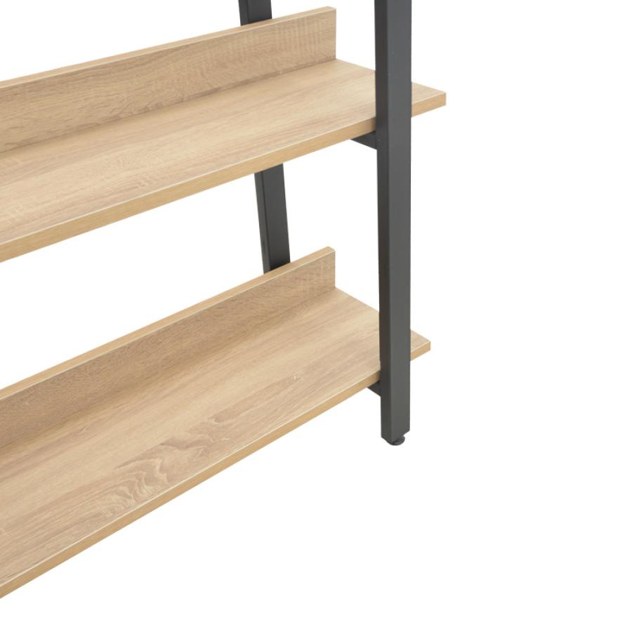 Βιβλιοθήκη Almond pakoworld σε oak-μαύρη απόχρωση 120x29x185εκ