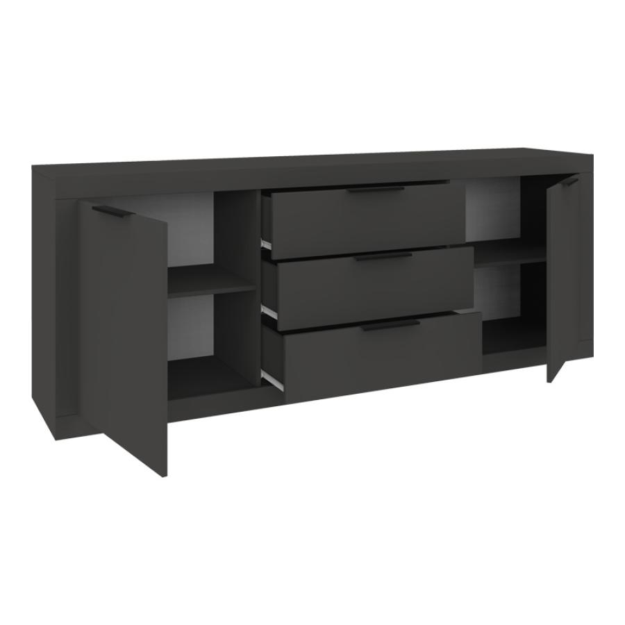 Μπουφές Doha pakoworld σε ανθρακί απόχρωση 210x45x80.5εκ