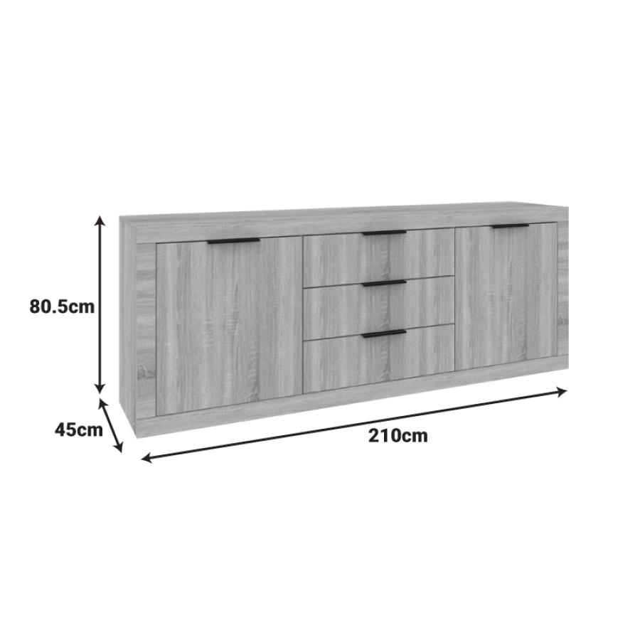 Μπουφές Doha pakoworld σε λευκή απόχρωση 210x45x80.5εκ