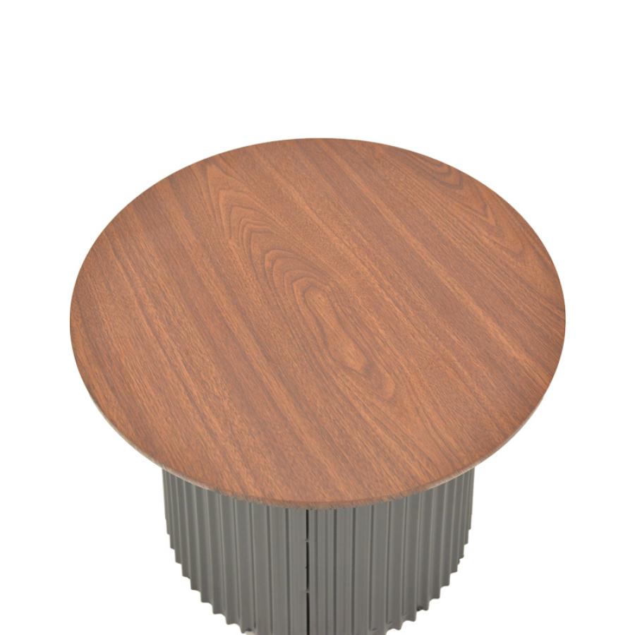 Τραπέζι σαλονιού Dovel pakoworld mdf σε καρυδί-μαυρη απόχρωση Φ70x40εκ