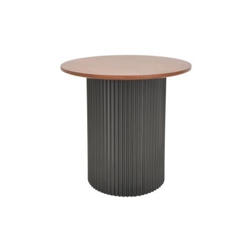 Βοηθητικό τραπέζι Dovel pakoworld mdf σε καρυδί-μαύρη απόχρωση Φ50x45εκ