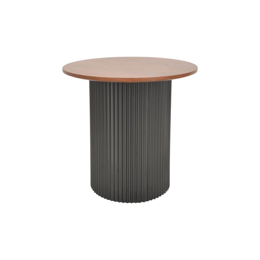 Βοηθητικό τραπέζι Dovel pakoworld mdf σε καρυδί-μαύρη απόχρωση Φ50x45εκ