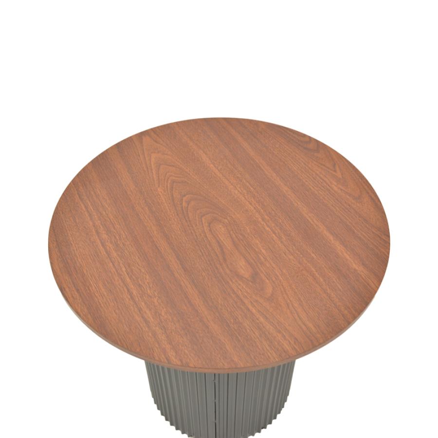 Βοηθητικό τραπέζι Dovel pakoworld mdf σε καρυδί-μαύρη απόχρωση Φ50x45εκ