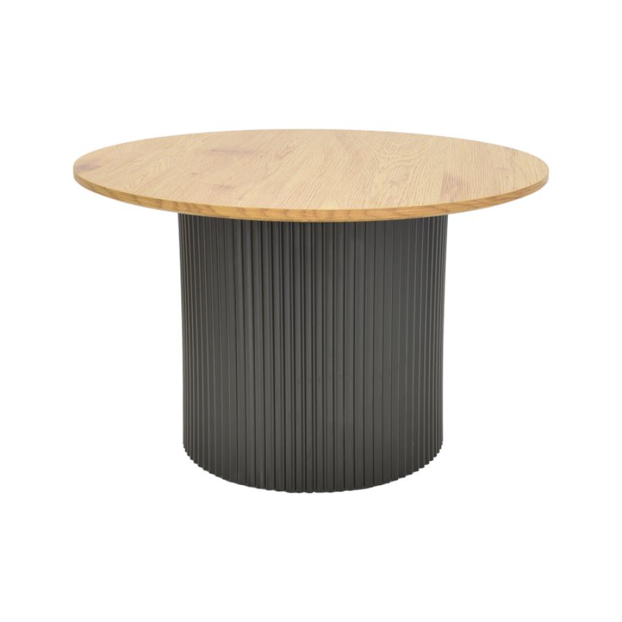 Τραπέζι σαλονιού Dovel pakoworld mdf σε sonoma-μαυρη απόχρωση Φ70x40εκ