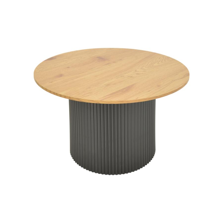 Τραπέζι σαλονιού Dovel pakoworld mdf σε sonoma-μαυρη απόχρωση Φ70x40εκ