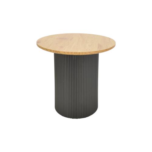 Βοηθητικό τραπέζι Dovel pakoworld mdf σε sonoma -μαύρη απόχρωση Φ50x45εκ
