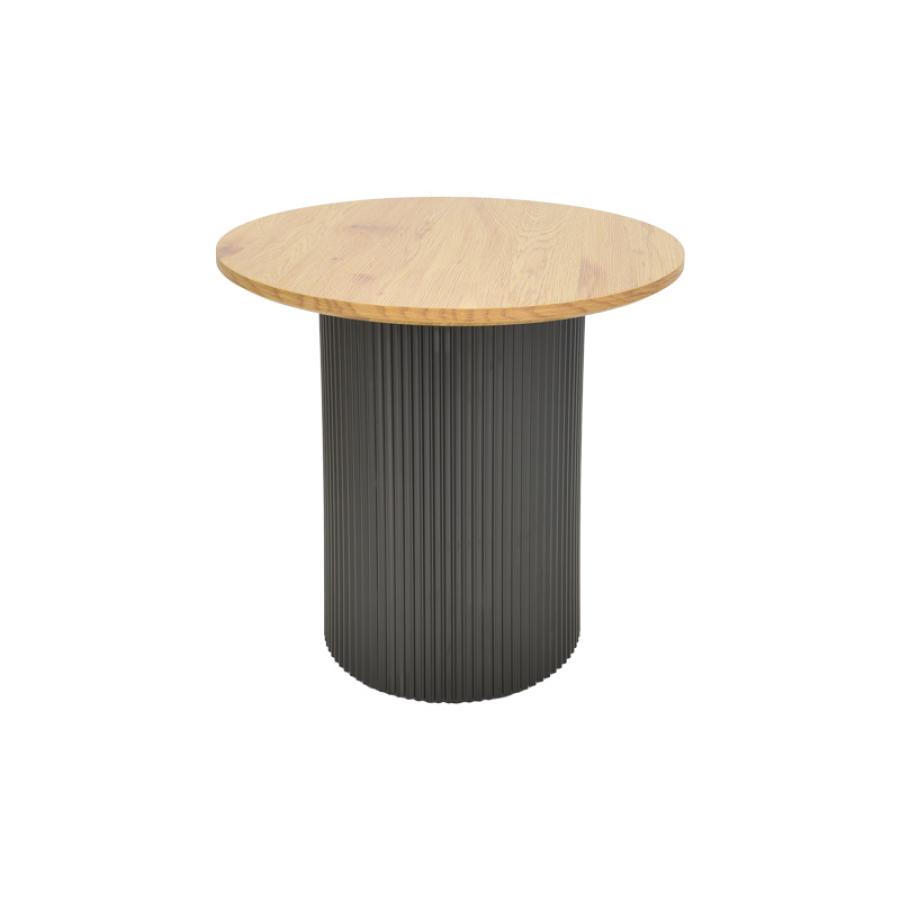 Βοηθητικό τραπέζι Dovel pakoworld mdf σε sonoma -μαύρη απόχρωση Φ50x45εκ