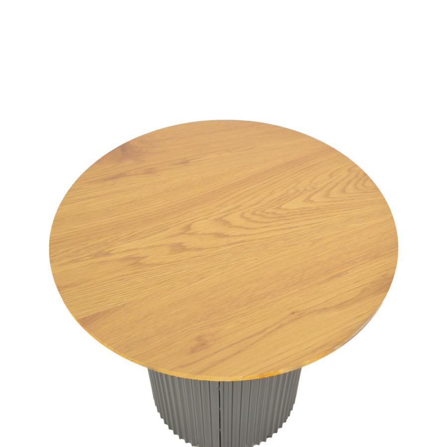 Βοηθητικό τραπέζι Dovel pakoworld mdf σε sonoma -μαύρη απόχρωση Φ50x45εκ