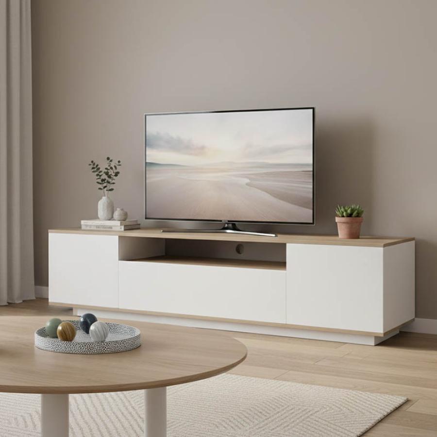 Έπιπλο τηλεόρασης Winey pakoworld σε sonoma-λευκή απόχρωση 180x44.5x44.5εκ