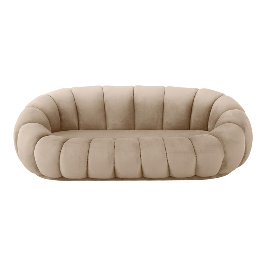 Καναπές Embrace pakoworld βελούδο σε μπεζ  απόχρωση 180x105x65εκ