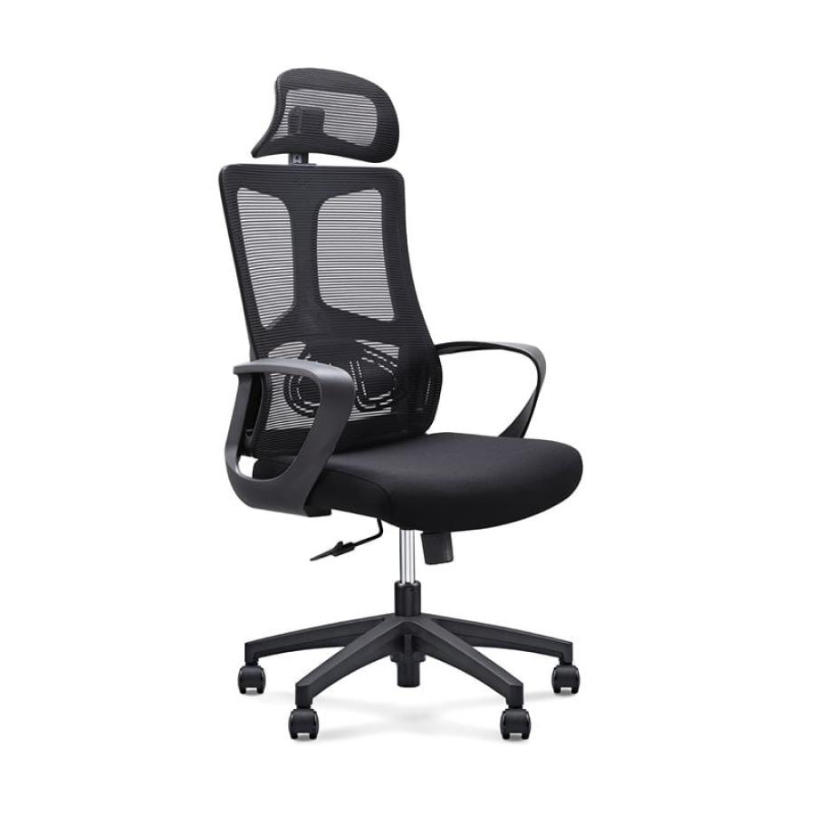 BF8600 Πολυθρόνα Γραφείου Διευθυντή, Mesh Μαύρο, Ύφασμα Μαύρο