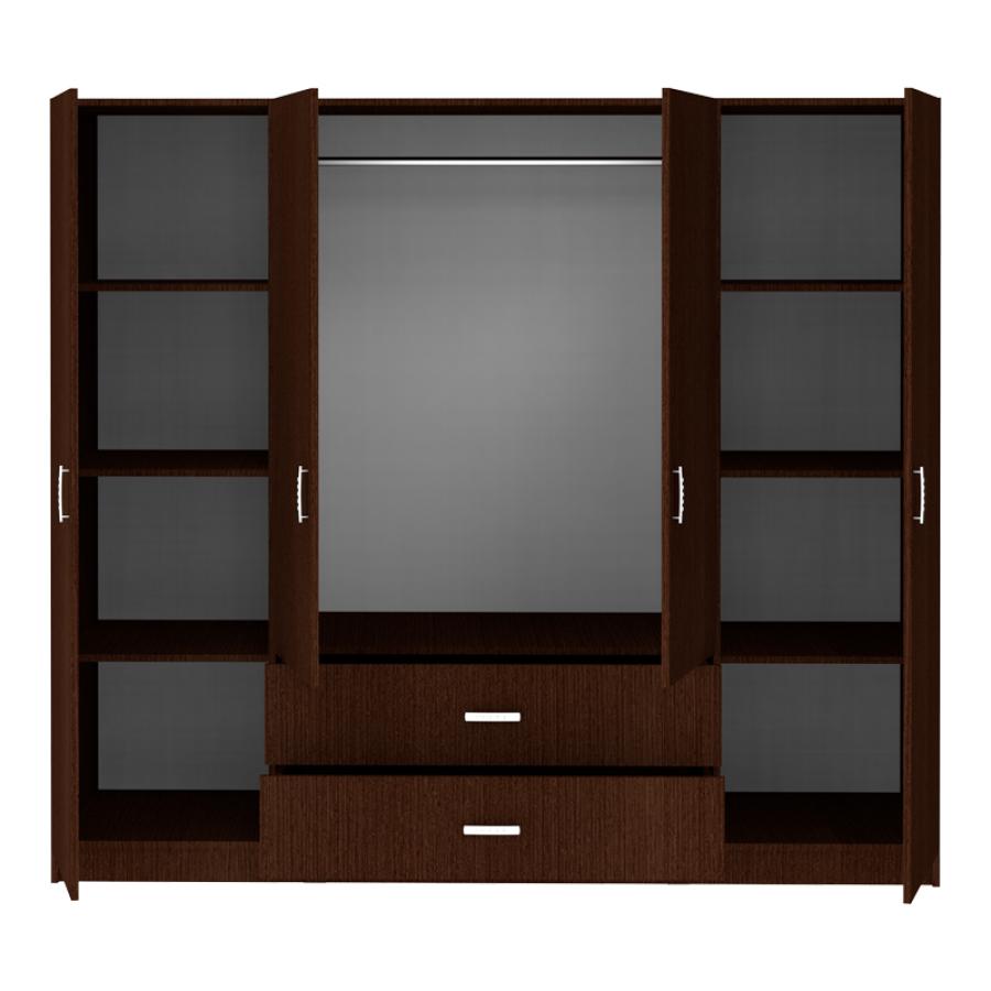 Ντουλάπα τετράφυλλη Royal pakoworld με συρτάρια wenge 200x58x177εκ