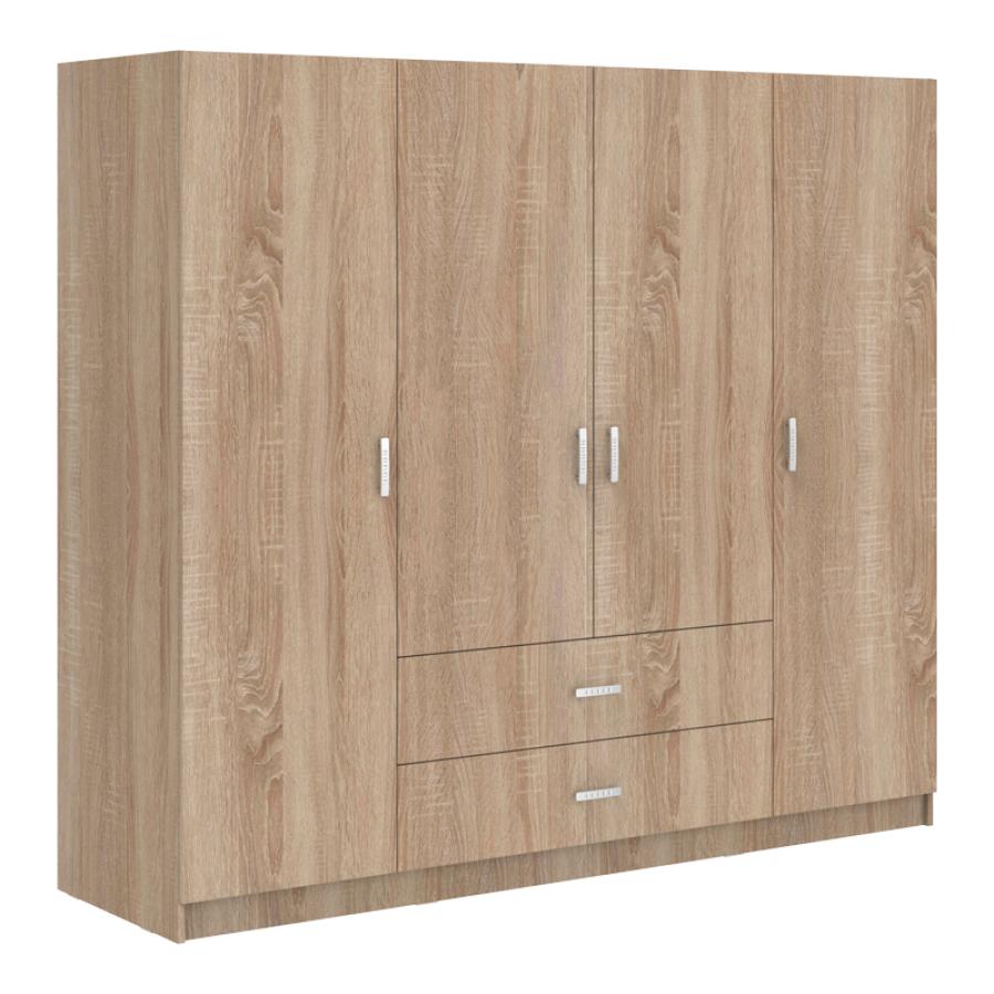 Ντουλάπα τετράφυλλη Royal pakoworld με συρτάρια sonoma 200x58x177εκ
