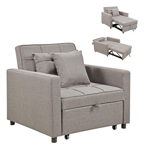 ΠΟΛΥΘΡΟΝΑ-ΚΡΕΒΑΤΙ MERO HM3306.03 ΜΠΕΖ ΥΦΑΣΜΑ 98x85x88Υεκ.