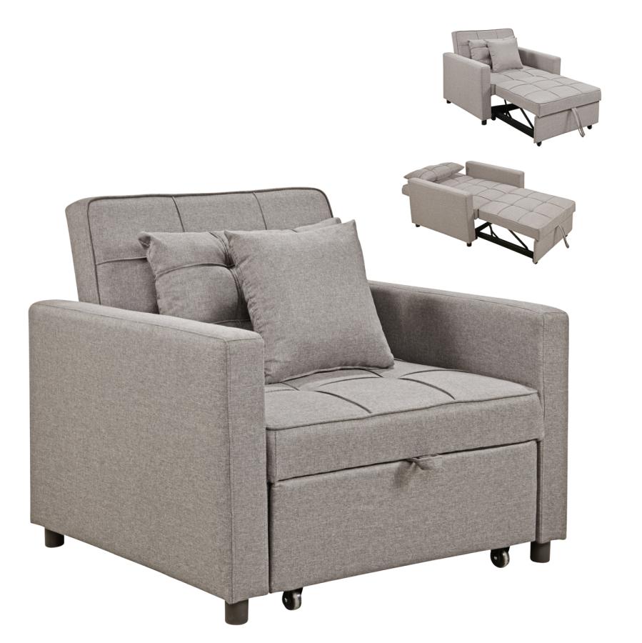 ΠΟΛΥΘΡΟΝΑ-ΚΡΕΒΑΤΙ MERO HM3306.03 ΜΠΕΖ ΥΦΑΣΜΑ 98x85x88Υεκ.