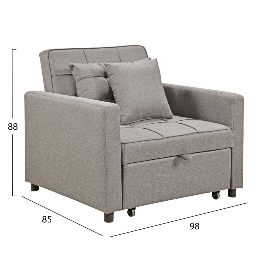 ΠΟΛΥΘΡΟΝΑ-ΚΡΕΒΑΤΙ MERO HM3306.03 ΜΠΕΖ ΥΦΑΣΜΑ 98x85x88Υεκ.