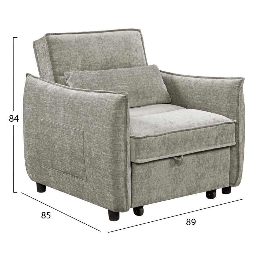 ΠΟΛΥΘΡΟΝΑ-ΚΡΕΒΑΤΙ ORYN HM3307.03 ΜΠΕΖ ΥΦΑΣΜΑ 89x85x84Υεκ.