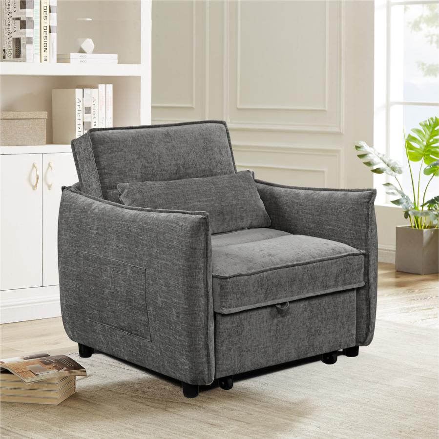 ΠΟΛΥΘΡΟΝΑ-ΚΡΕΒΑΤΙ ORYN HM3307.01 ΓΚΡΙ ΥΦΑΣΜΑ 89x85x84Υεκ.