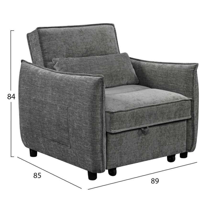 ΠΟΛΥΘΡΟΝΑ-ΚΡΕΒΑΤΙ ORYN HM3307.01 ΓΚΡΙ ΥΦΑΣΜΑ 89x85x84Υεκ.
