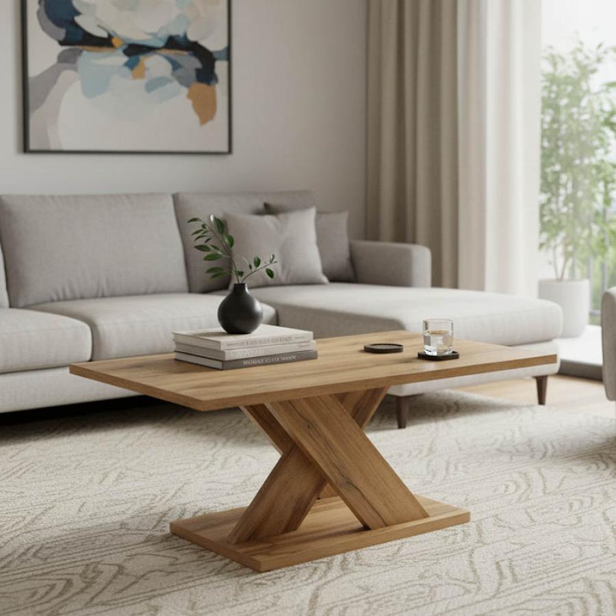 Τραπέζι σαλονιού Solange pakoworld χρώμα sonoma 110x55x47.5εκ