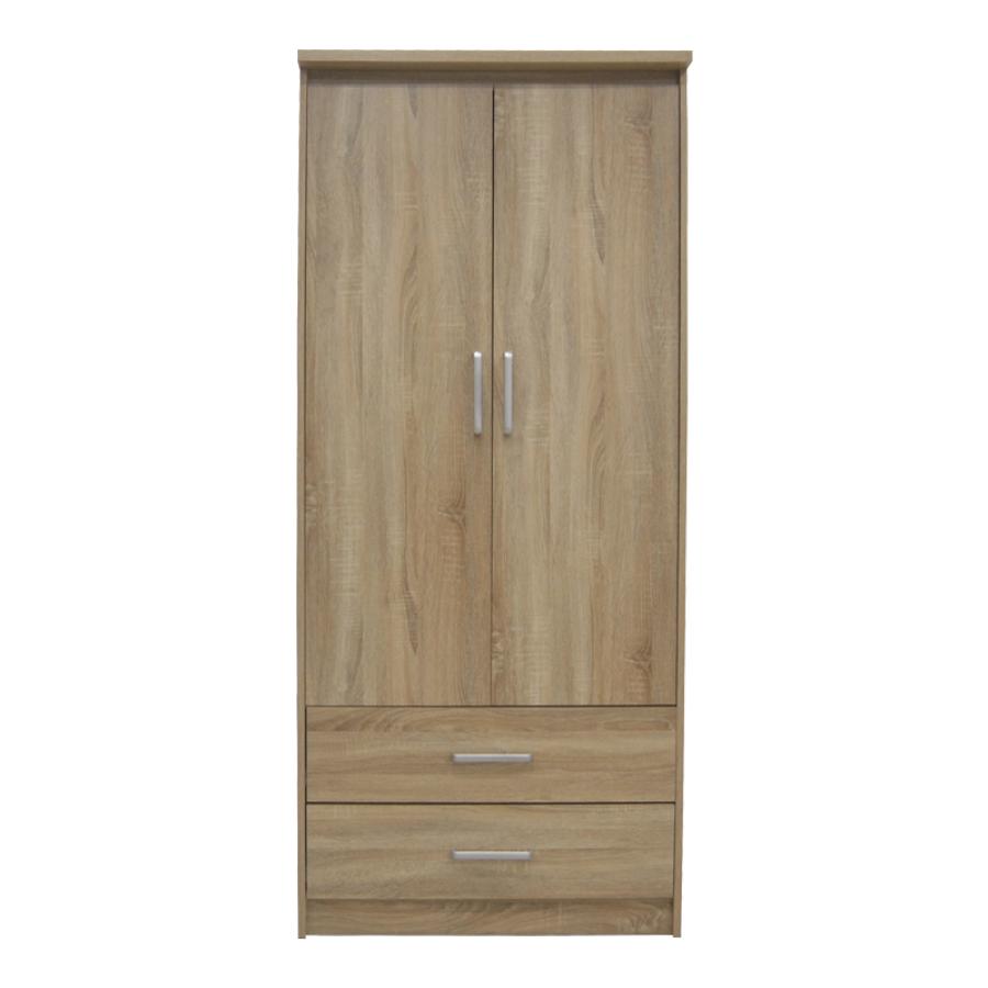 Ντουλάπα ρούχων δίφυλλη OLYMPUS pakoworld σε sonoma απόχρωση 81x57x183εκ