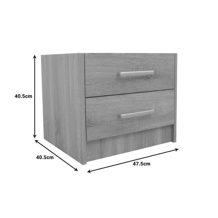 Κομοδίνο OLYMPUS pakoworld με 2 συρτάρια σε sonoma απόχρωση 47.5x40.5x40.5εκ