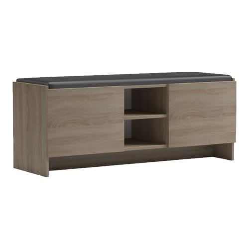 Παπουτσοθήκη-σκαμπό Zulla pakoworld sonoma-μαύρο 110x37x43εκ