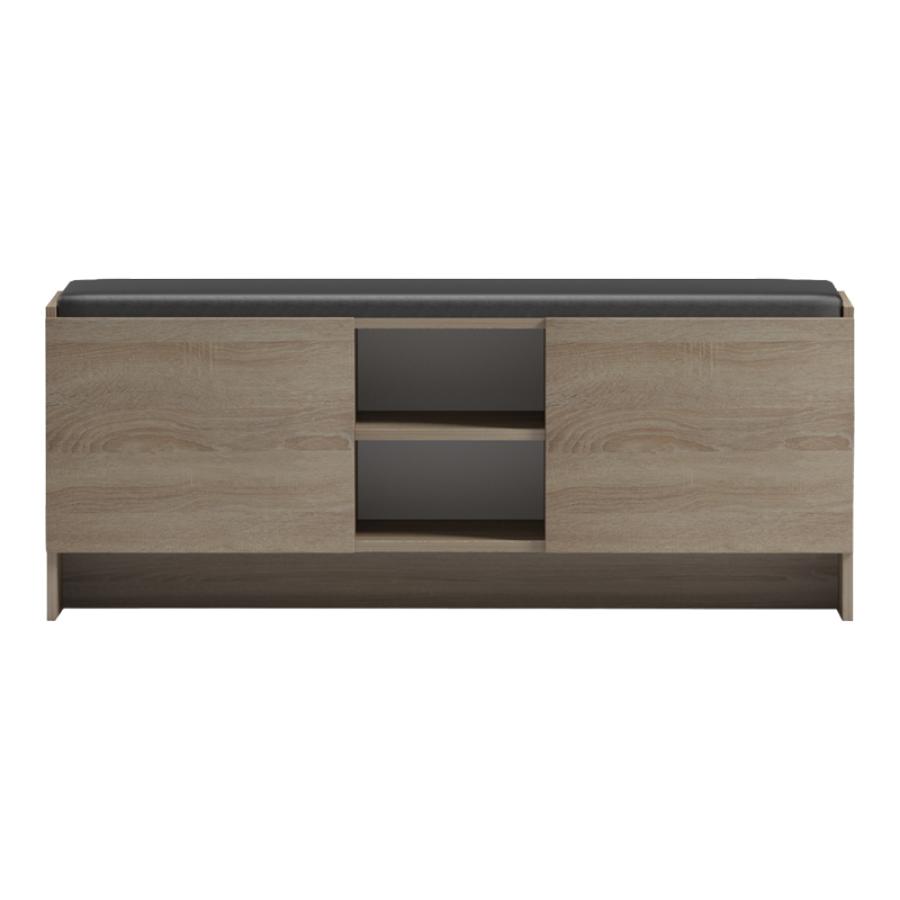 Παπουτσοθήκη-σκαμπό Zulla pakoworld sonoma-μαύρο 110x37x43εκ