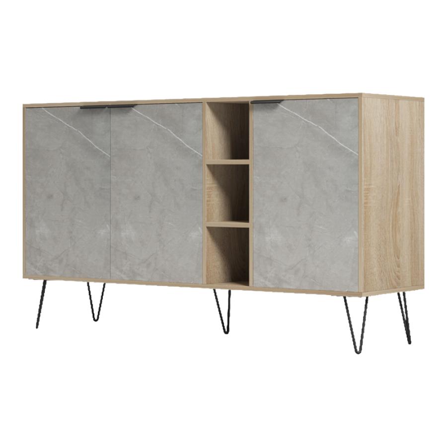 Μπουφές Balain pakoworld sonoma-γκρι μπεζ όψη μαρμάρου 142x35.5x83εκ