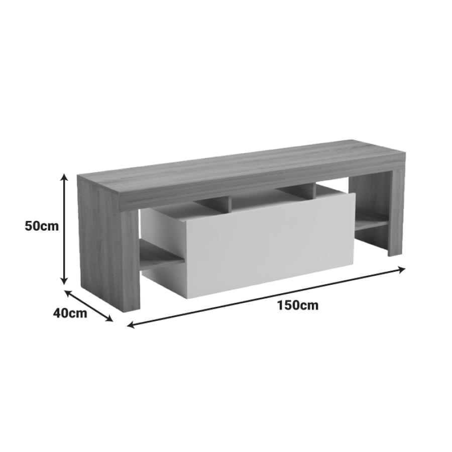 Έπιπλο τηλεόρασης Liner pakoworld sonoma-λευκό 150x40x50εκ