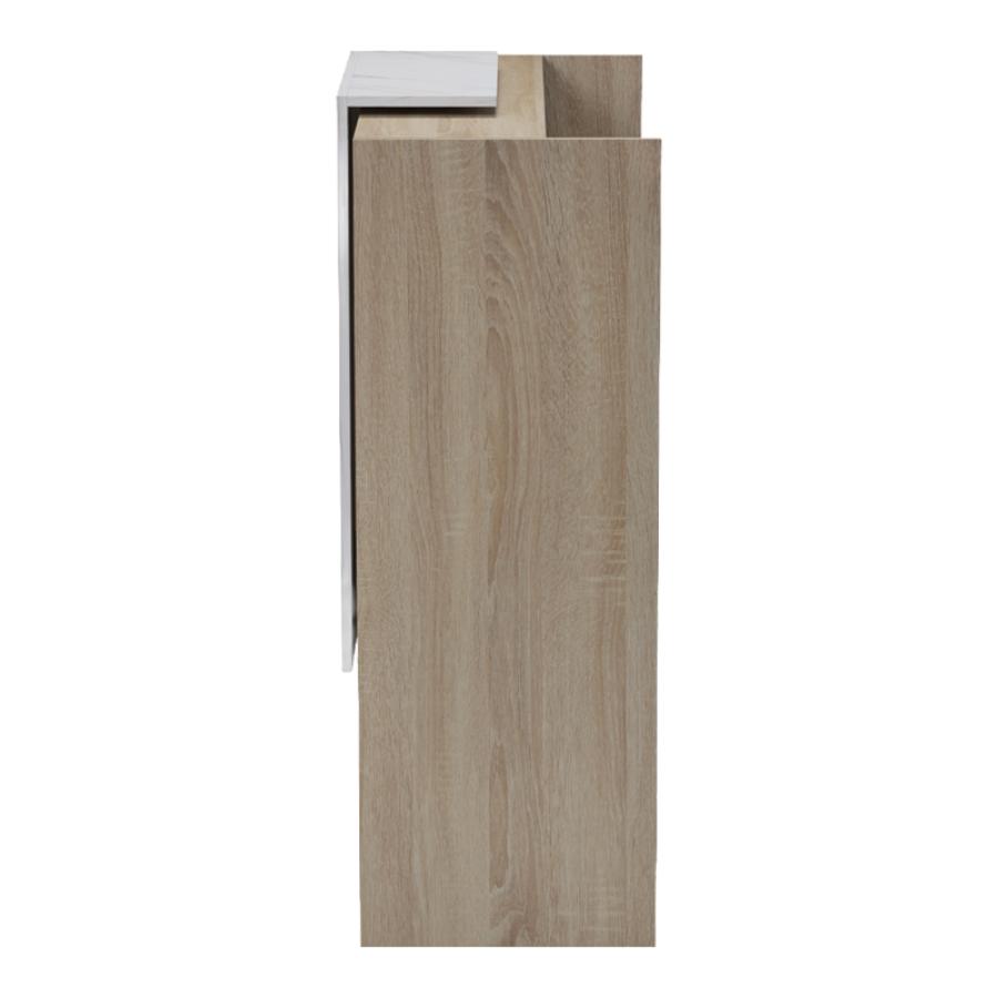 Γραφείο reception Zowel pakoworld με led sonoma-λευκή όψη μαρμάρου 90x40x110εκ
