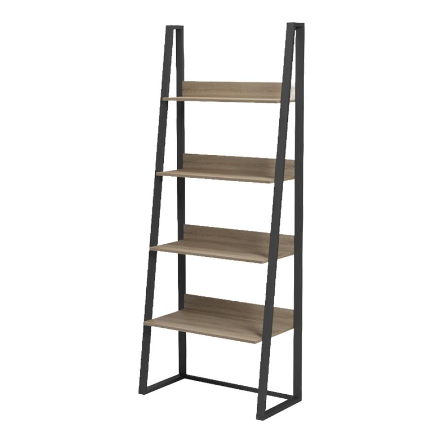 Βιβλιοθήκη-Ραφιέρα Alfa pakoworld sonoma-μαύρο μέταλλο 75x36x185εκ