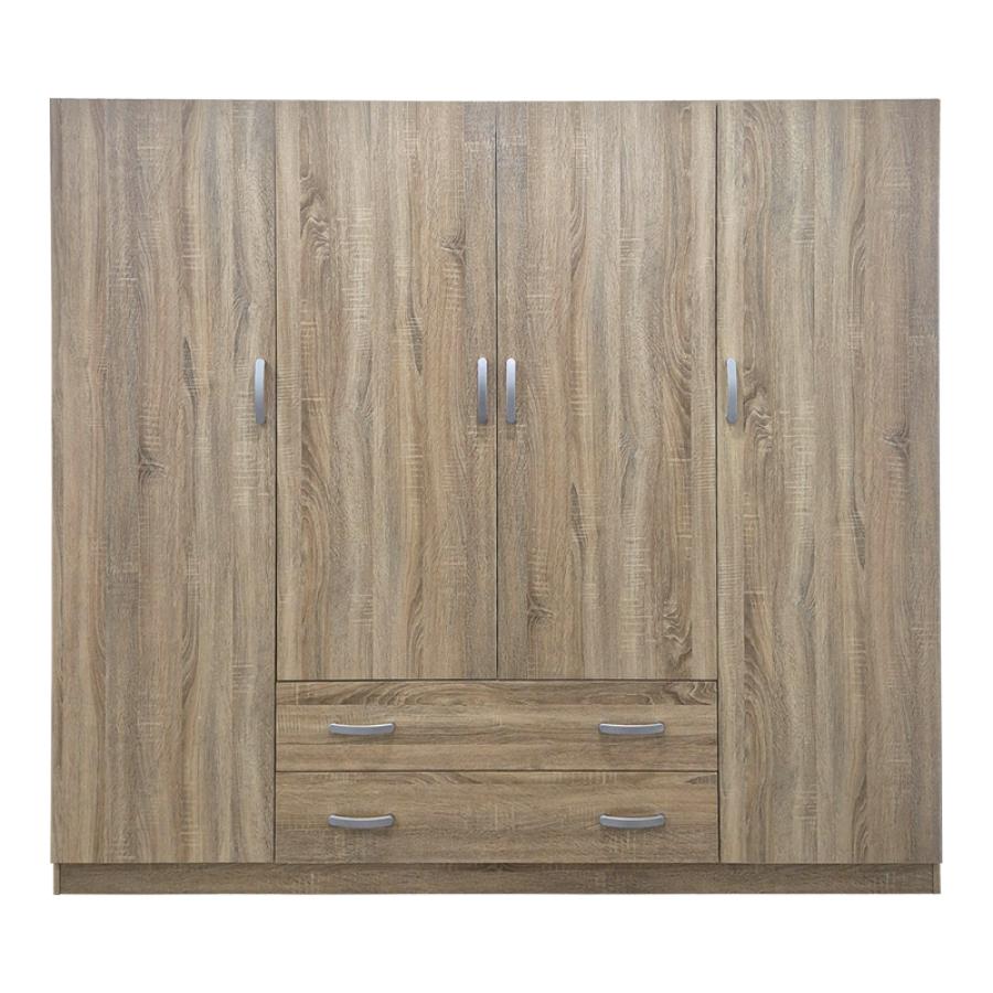 Ντουλάπα τετράφυλλη με 2 συρτάρια Alvia pakoworld sonoma 200x51x180εκ