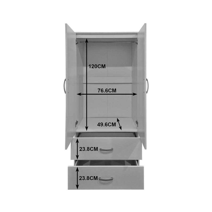 Ντουλάπα δίφυλλη με 2 συρτάρια Alvia pakoworld wenge 80x51.5x180εκ